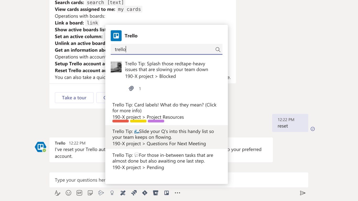 Trello boards microsoft-teams