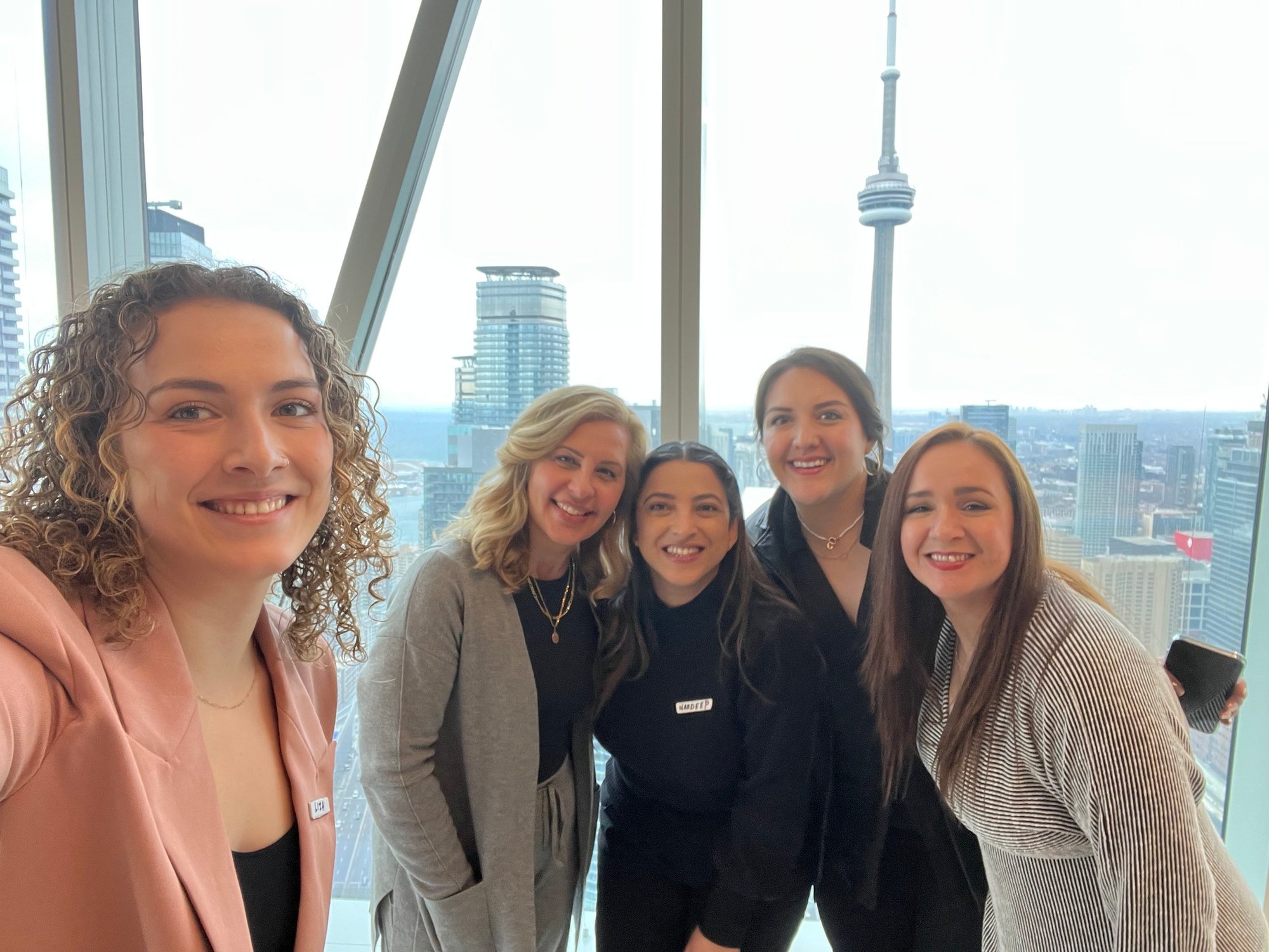 ProServeIT and Linezero team members posing for a selfie at the Microsoft office during #EmpowerWomen, ProServeIT's annual international women's day celebration