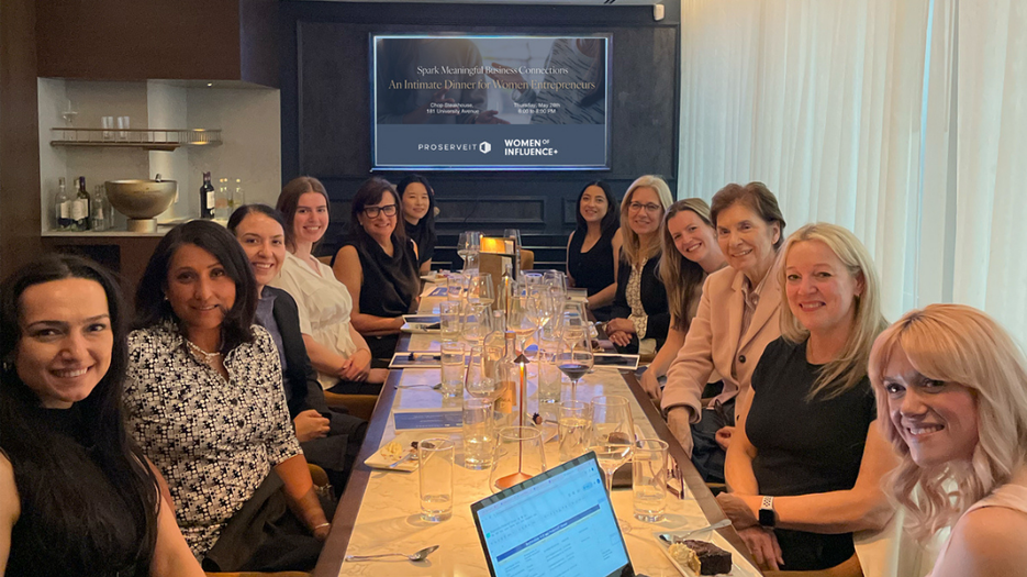 ProServeIT team members and other attendees at a Women of Influence Dinner