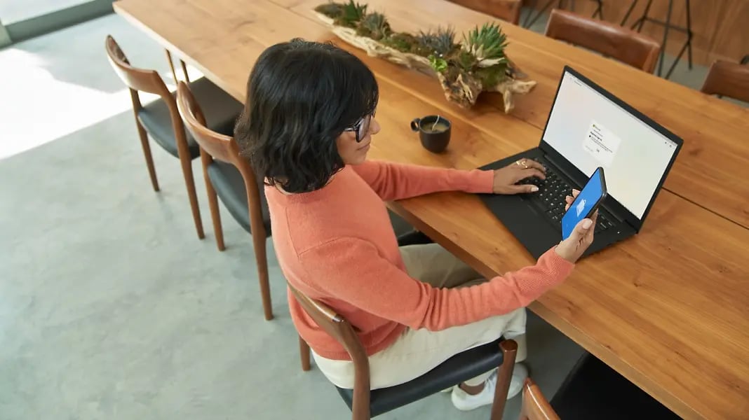 Women setting up an MFA for secure password 