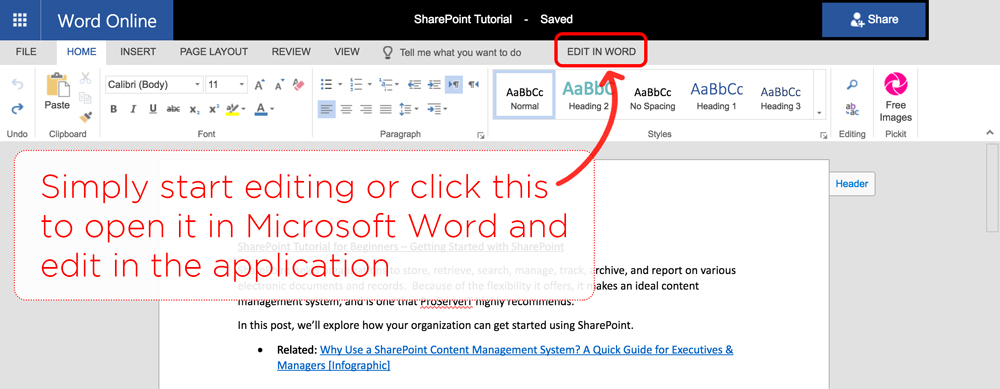 How to open a document on Sharepoint