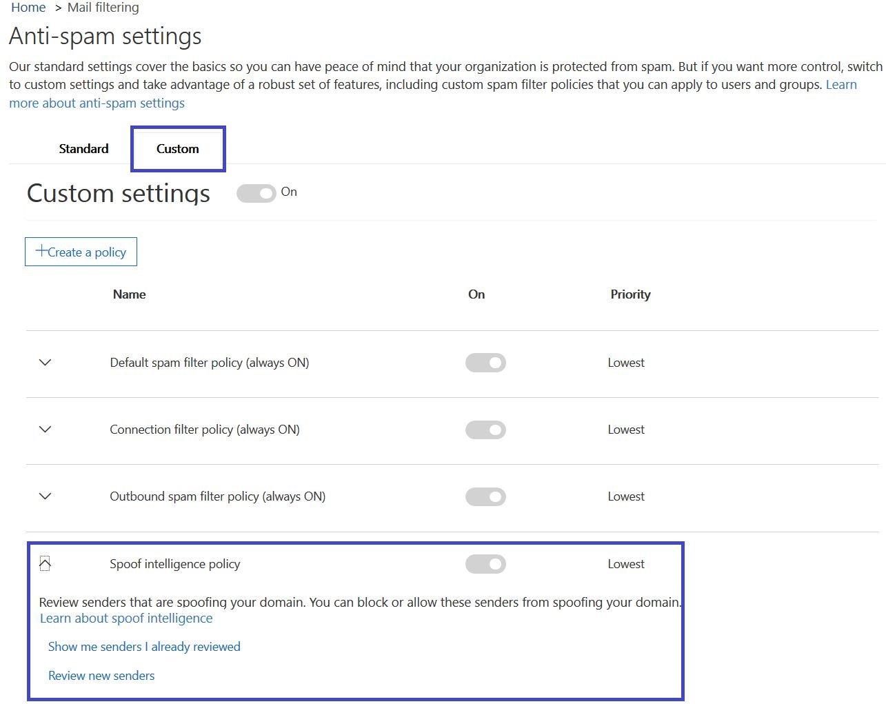 tutorial antispam settings Office 365