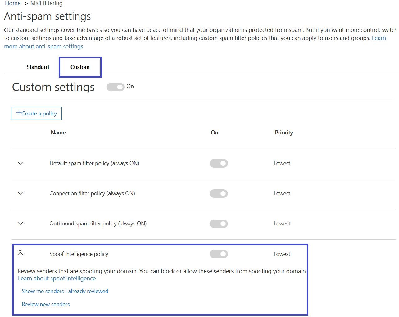 tutorial antispam settings Office 365