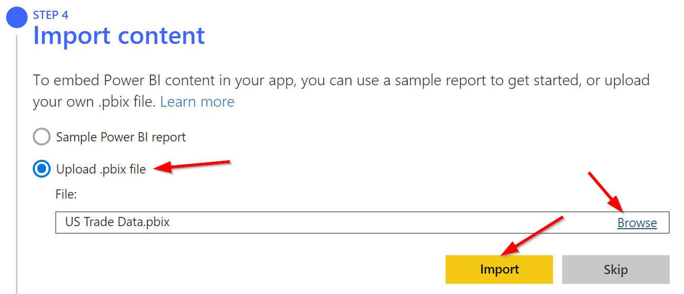 Import content Power BI Embedding Environment