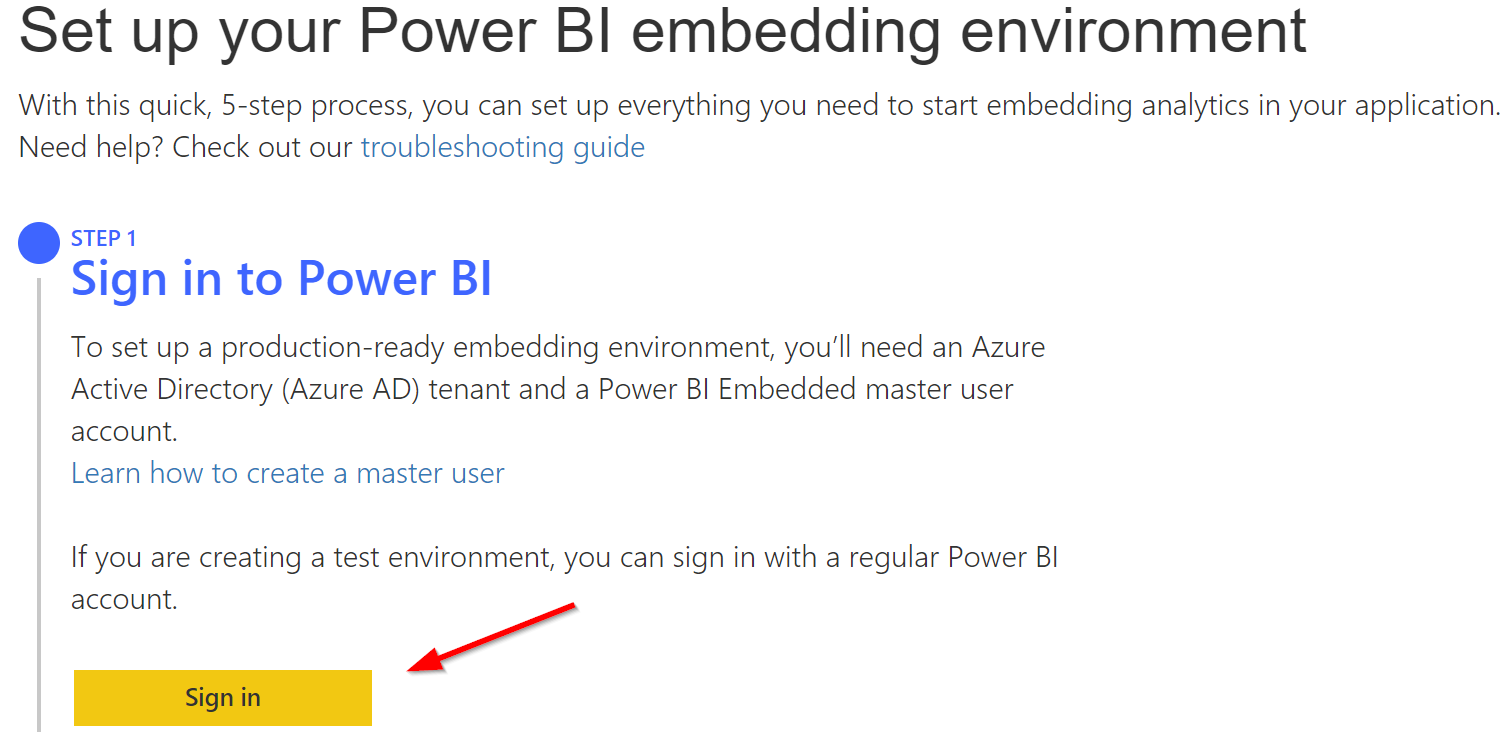 Set up your Power BI Embedding Environment