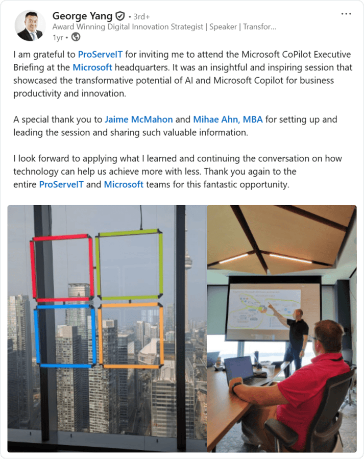 LinkedIn Post ProServeIT AI Copilot EBS Toronto - George Yang