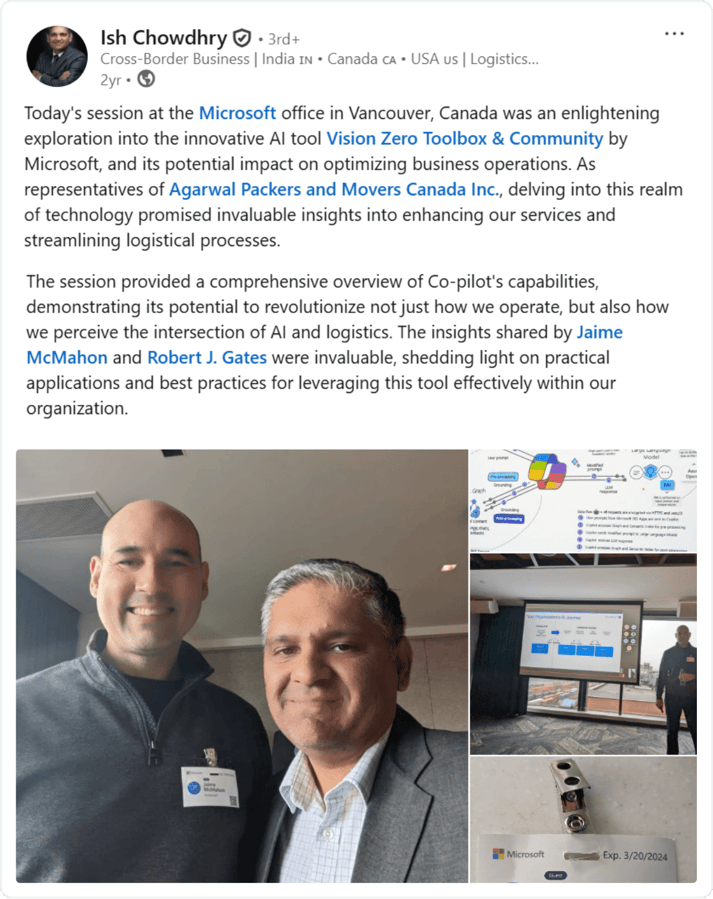 LinkedIn Post ProServeIT AI Copilot EBS Toronto - Ish Chowdhry
