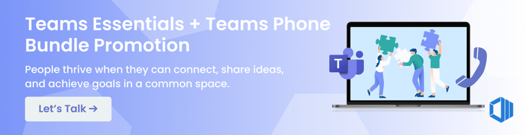 Teams essentials plus teams phone bundle promotion banner