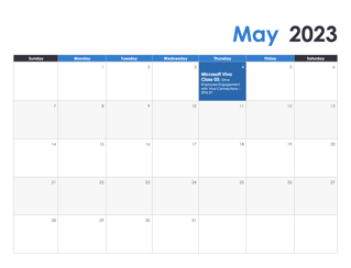 PSIT Academy Calendar Schedule - May