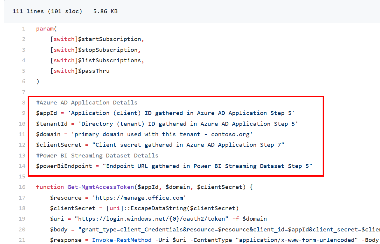 how to update power bi usage script