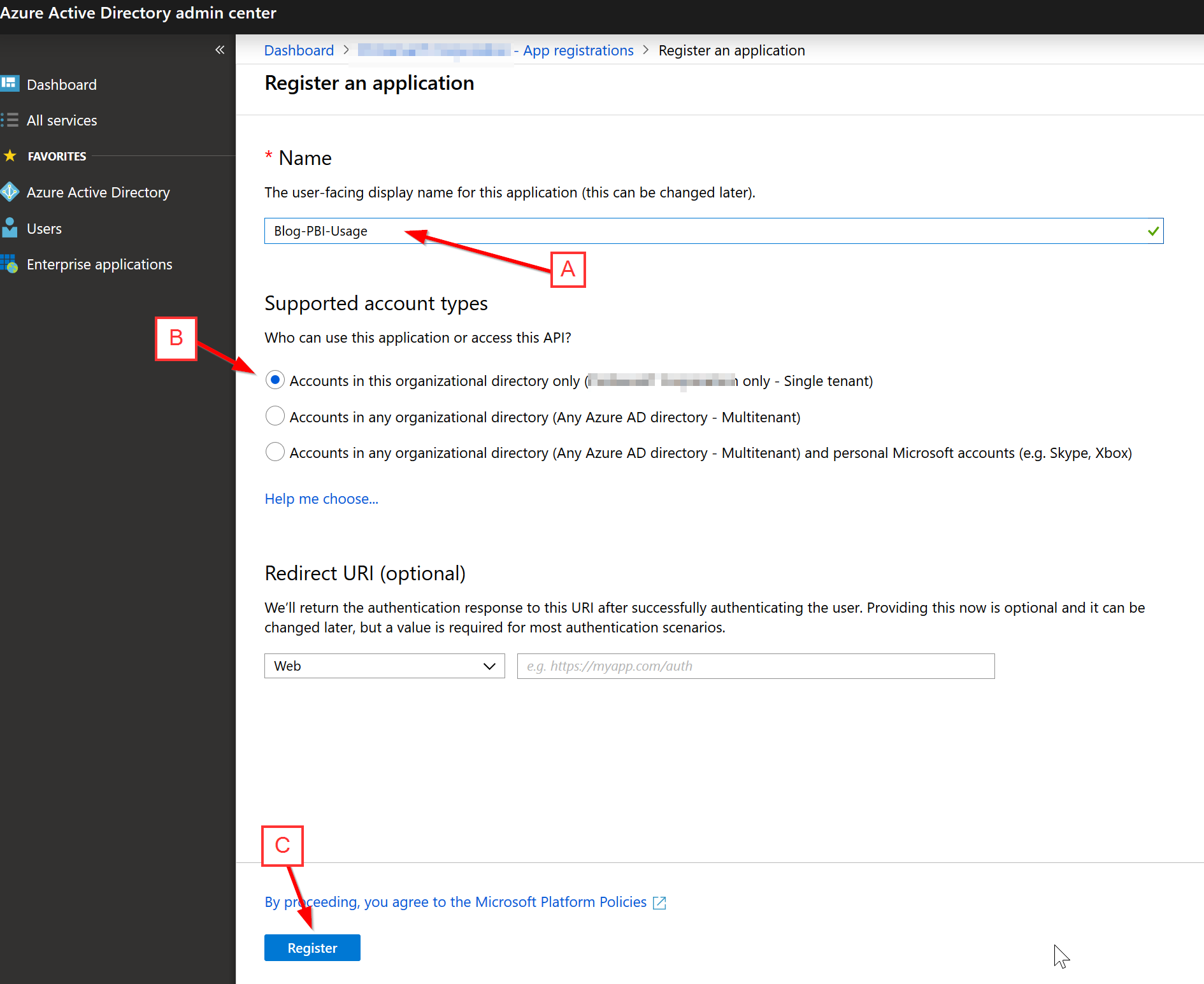 how to register Azure AD Application