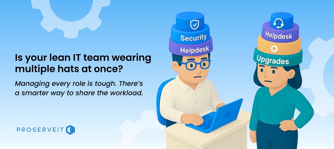 Two IT professionals wearing multiple hats