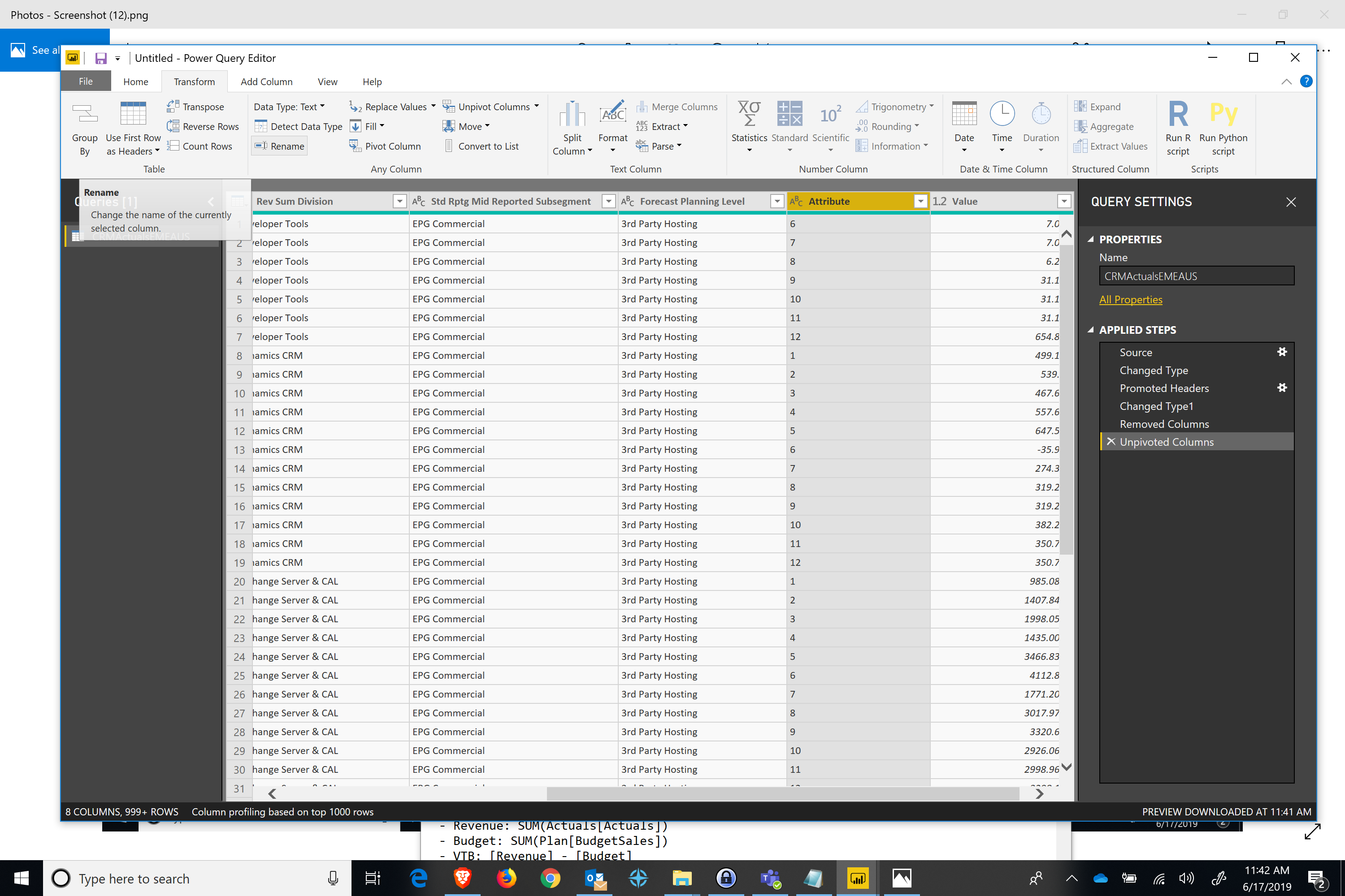 step 4 unpivot columns