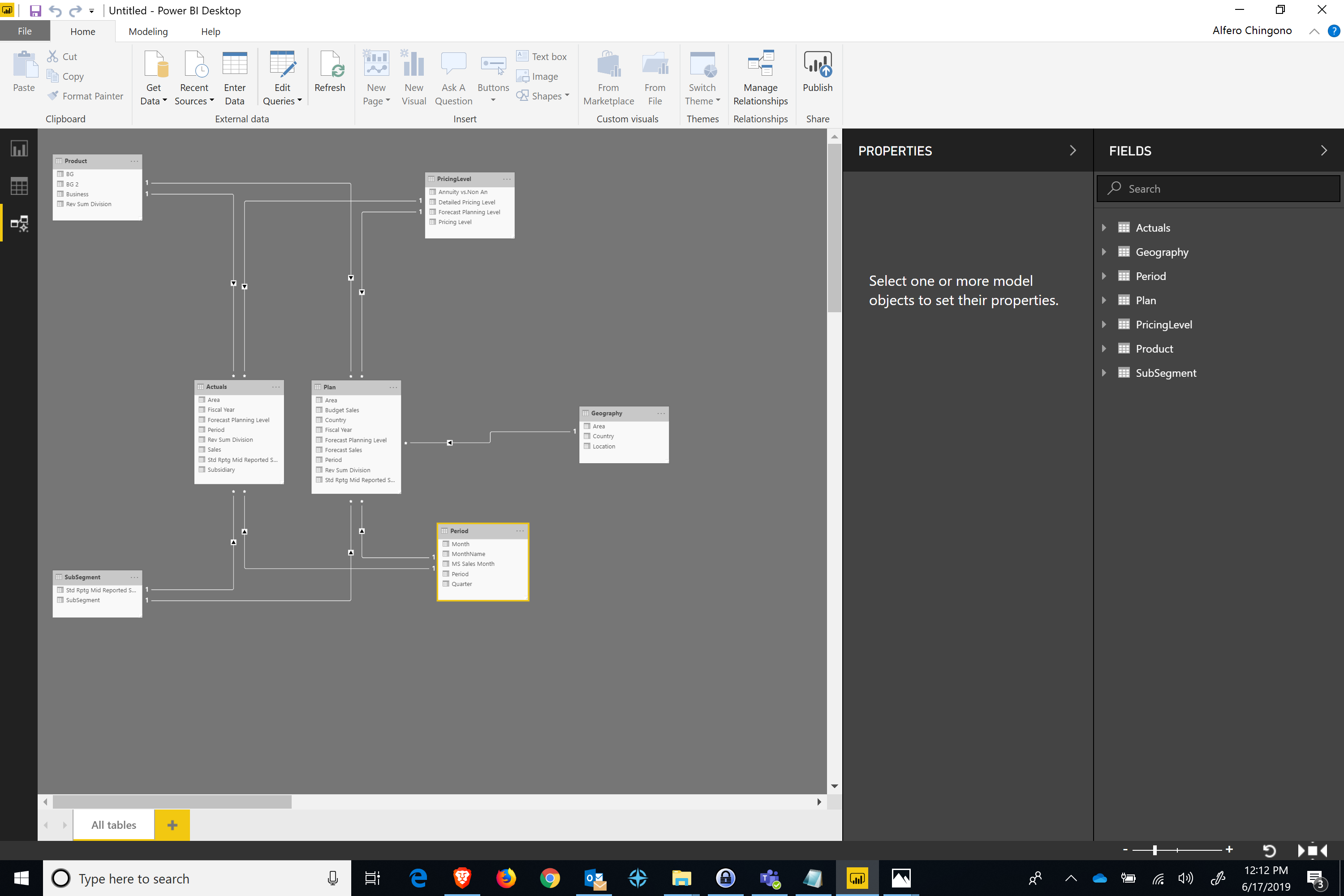 Step 3: Rearrange the tables in the relationship view to have fact tables in the middle and dimension tables outside – this helps to visualize those relationships and identify any gaps between your data.