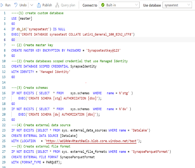 custom database create