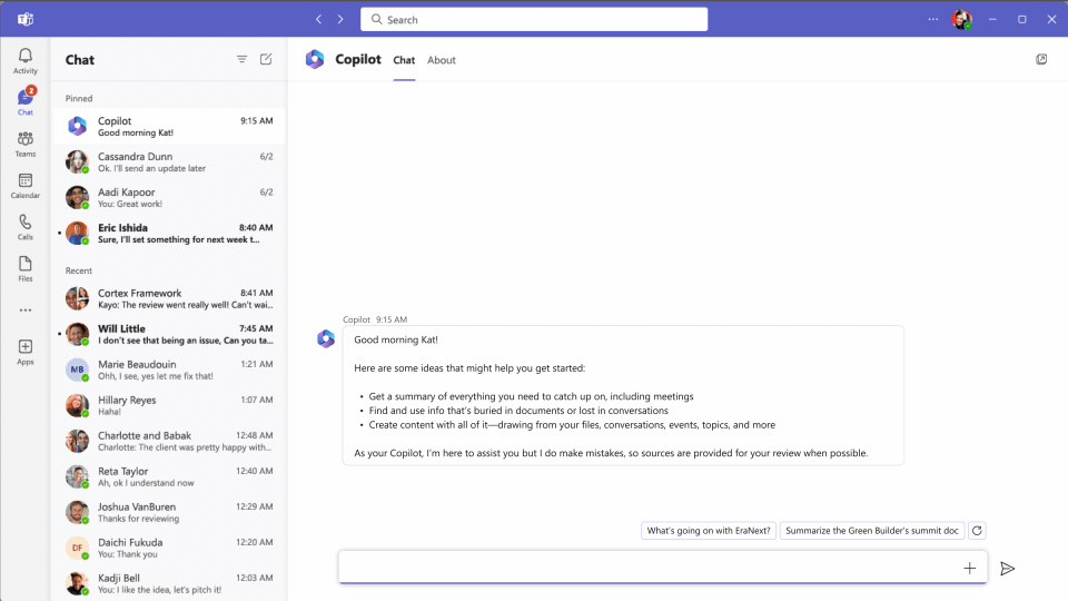 copilot ai powered in microsoft teams