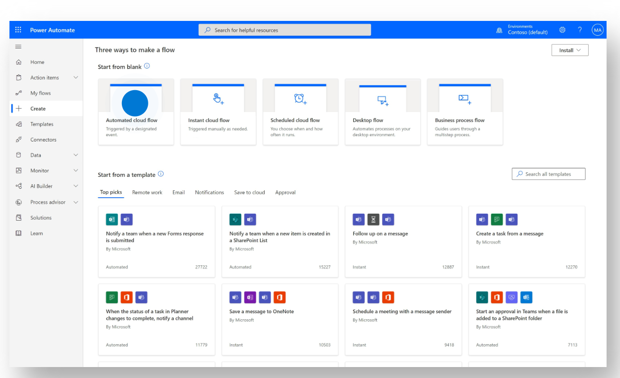 A screenshot of power automate microsoft